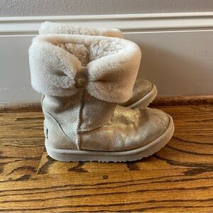 UGG Cream Metallic Plush Boots